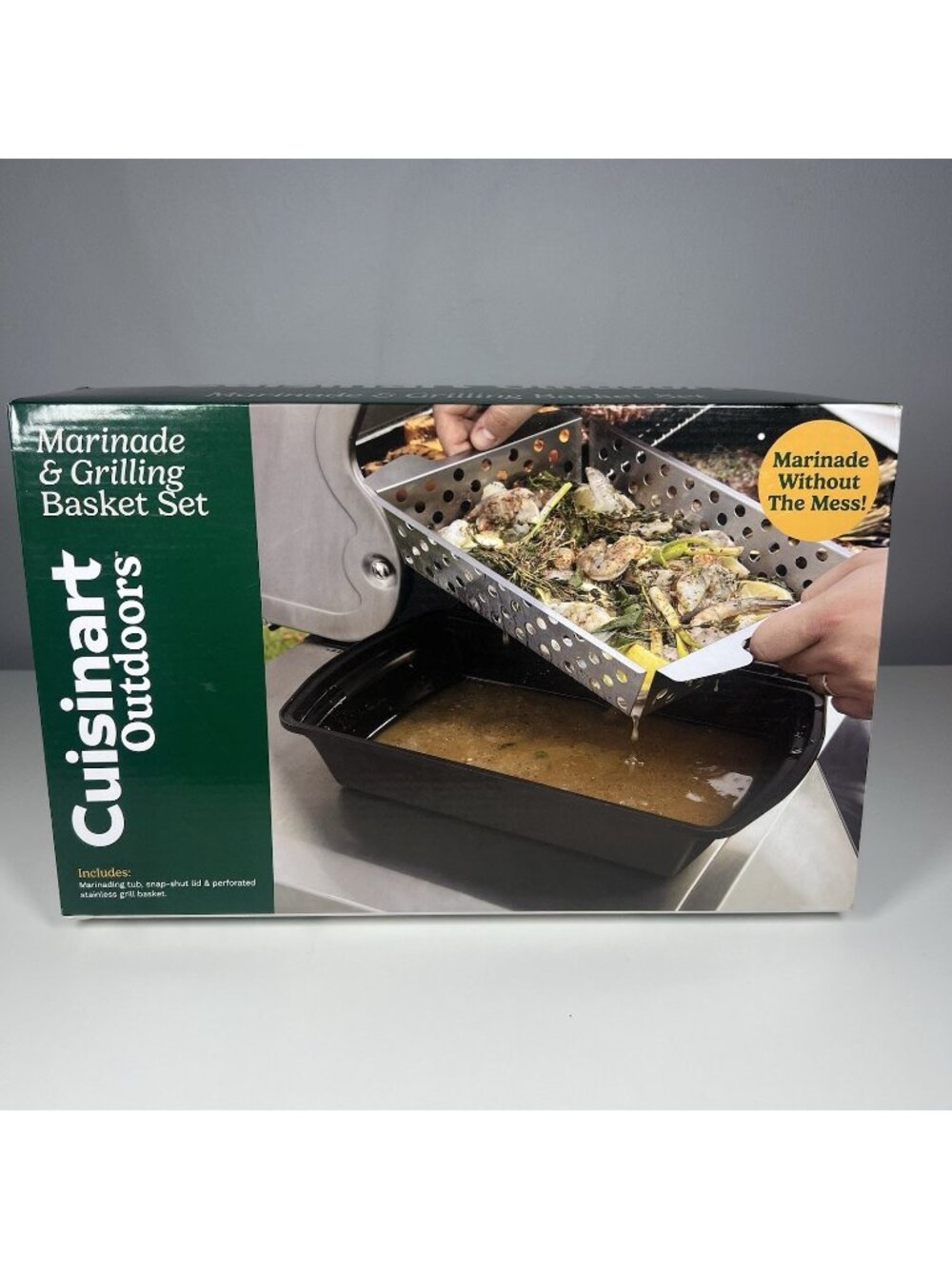 NEW Cuisinart CMT-200 Outdoor Marinade & Grilling Basket Set 12.5 x 7.6 x2.25